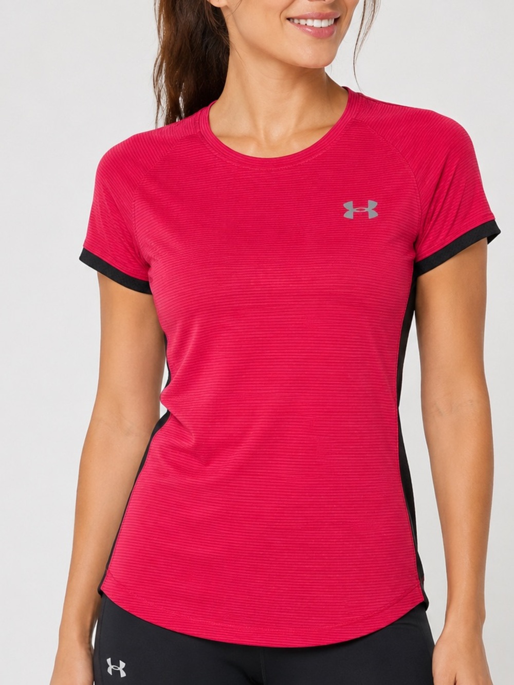 Under‎ Armour HeatGear Women’s Fitted Running Tee red Black Size Small